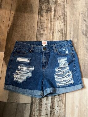 GB girls Dark Blue Distressed Denim Shorts
